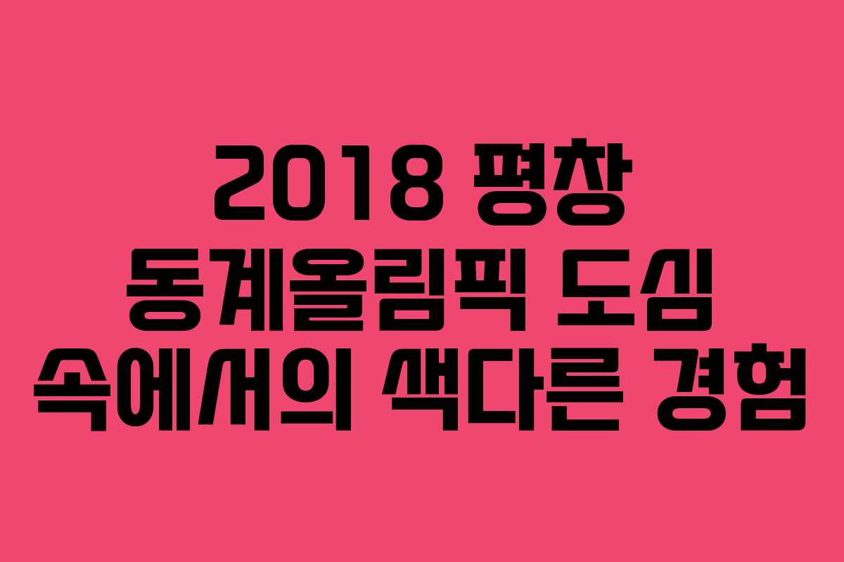 2018 평창 동계올림픽 도심 속에서의 색다른 경험