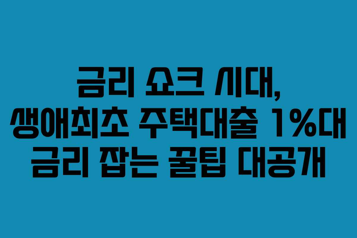 금리 쇼크 시대, 생애최초 주택대출 1%대 금리 잡는 꿀팁 대공개