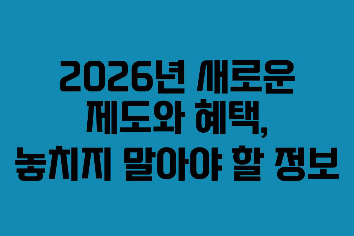 2026년 새로운 제도와 혜택, 놓치지 말아야 할 정보