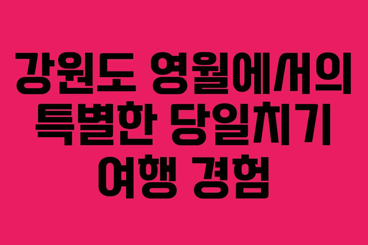 강원도 영월에서의 특별한 당일치기 여행 경험