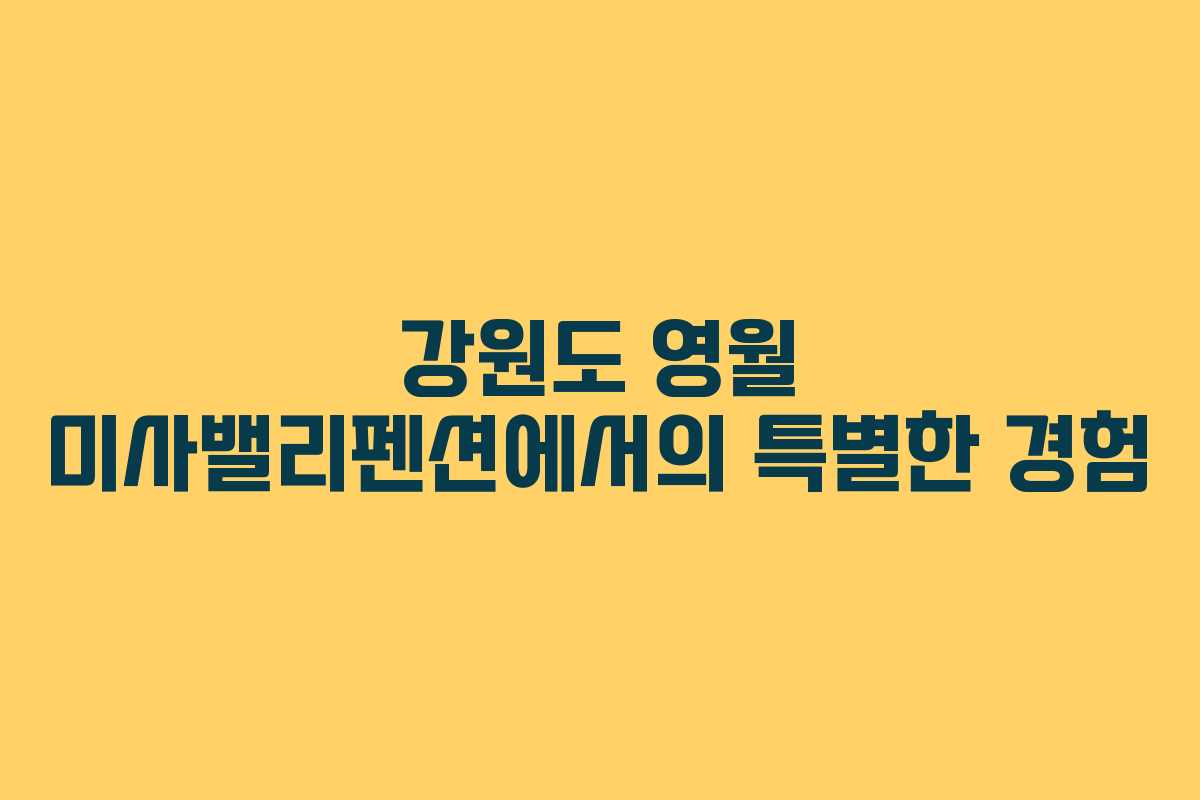 강원도 영월 미사밸리펜션에서의 특별한 경험