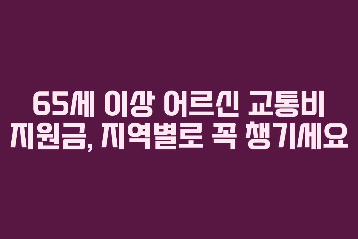 65세 이상 어르신 교통비 지원금, 지역별로 꼭 챙기세요