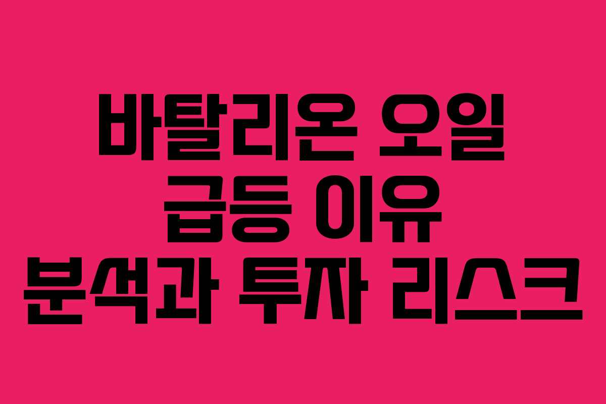 바탈리온 오일 급등 이유 분석과 투자 리스크