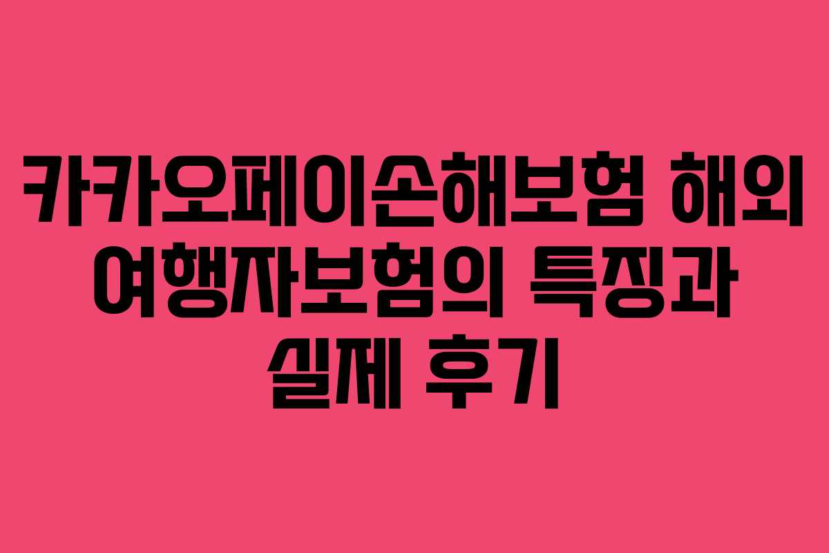 카카오페이손해보험 해외 여행자보험의 특징과 실제 후기