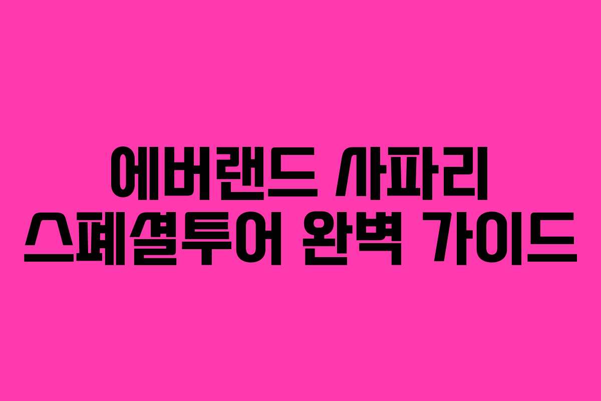 에버랜드 사파리 스폐셜투어 완벽 가이드