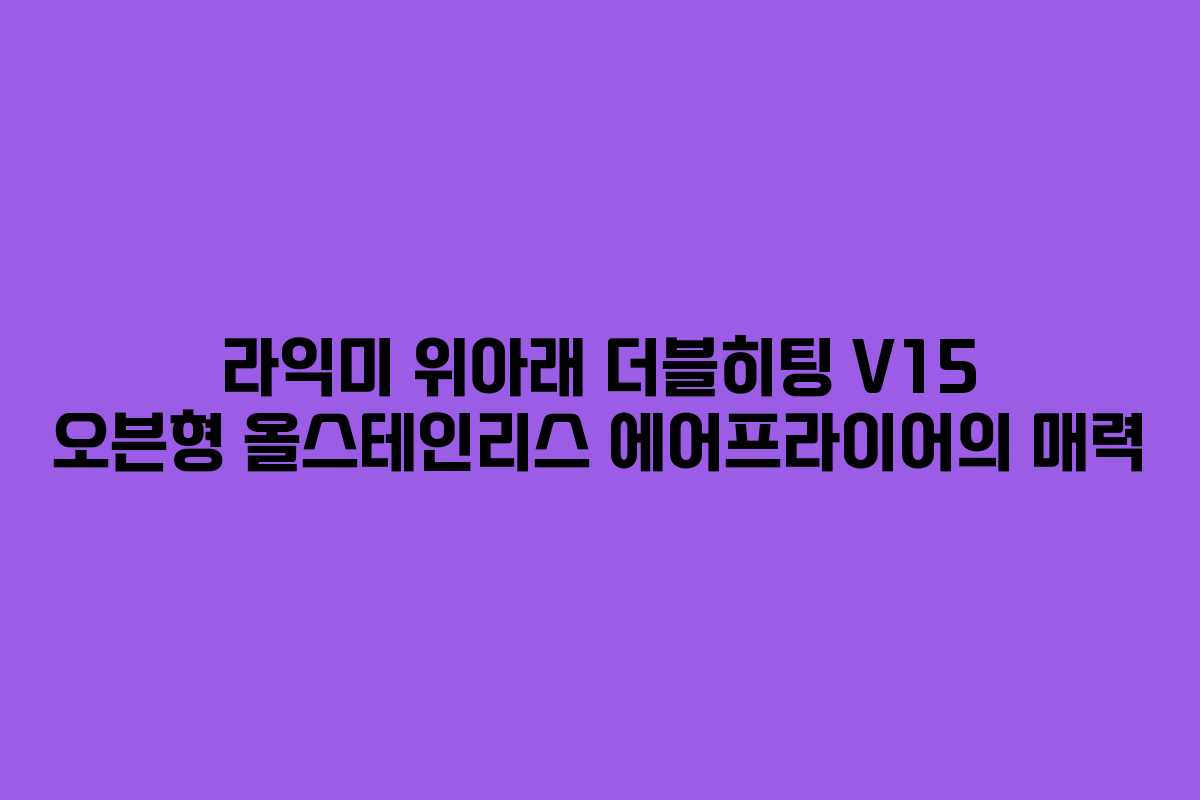 라익미 위아래 더블히팅 V15 오븐형 올스테인리스 에어프라이어의 매력