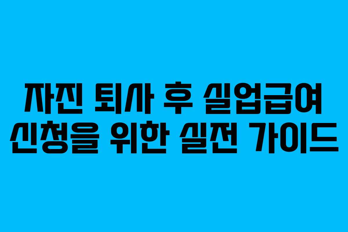 자진 퇴사 후 실업급여 신청을 위한 실전 가이드