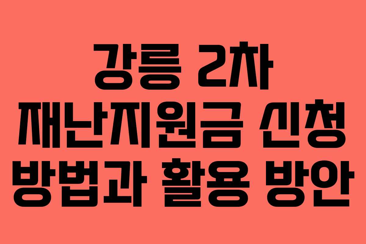 강릉 2차 재난지원금 신청 방법과 활용 방안