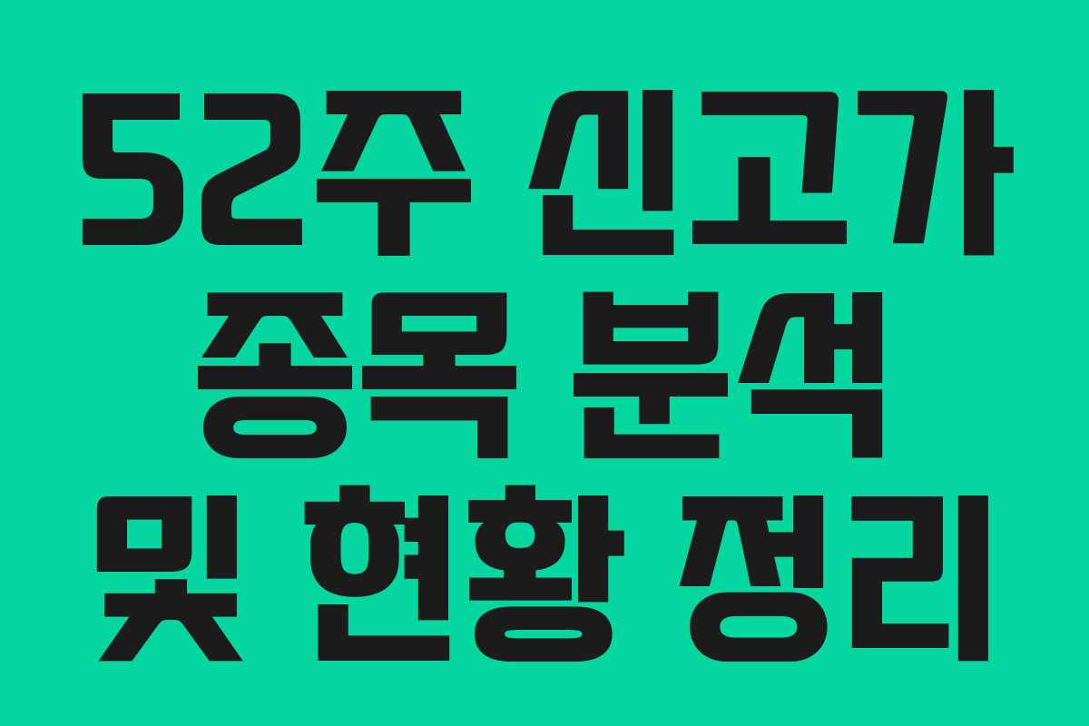 52주 신고가 종목 분석 및 현황 정리