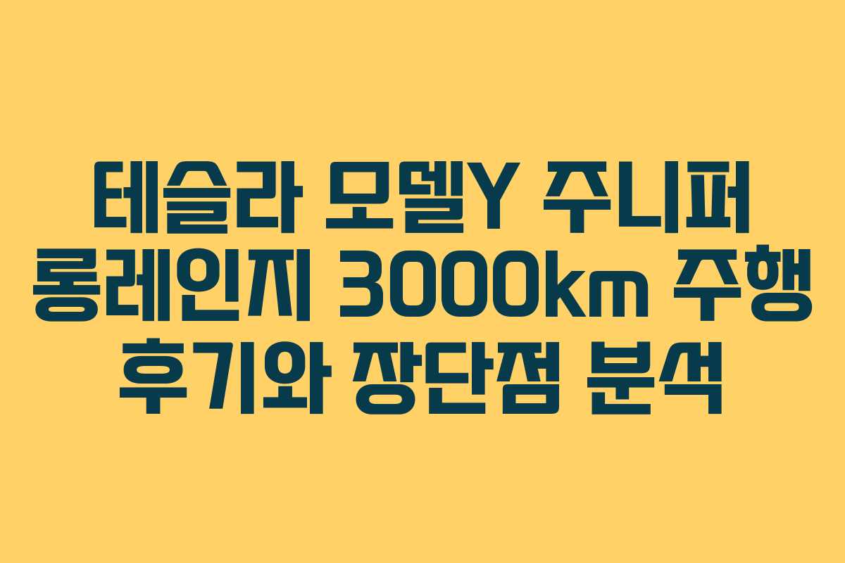 테슬라 모델Y 주니퍼 롱레인지 3000km 주행 후기와 장단점 분석