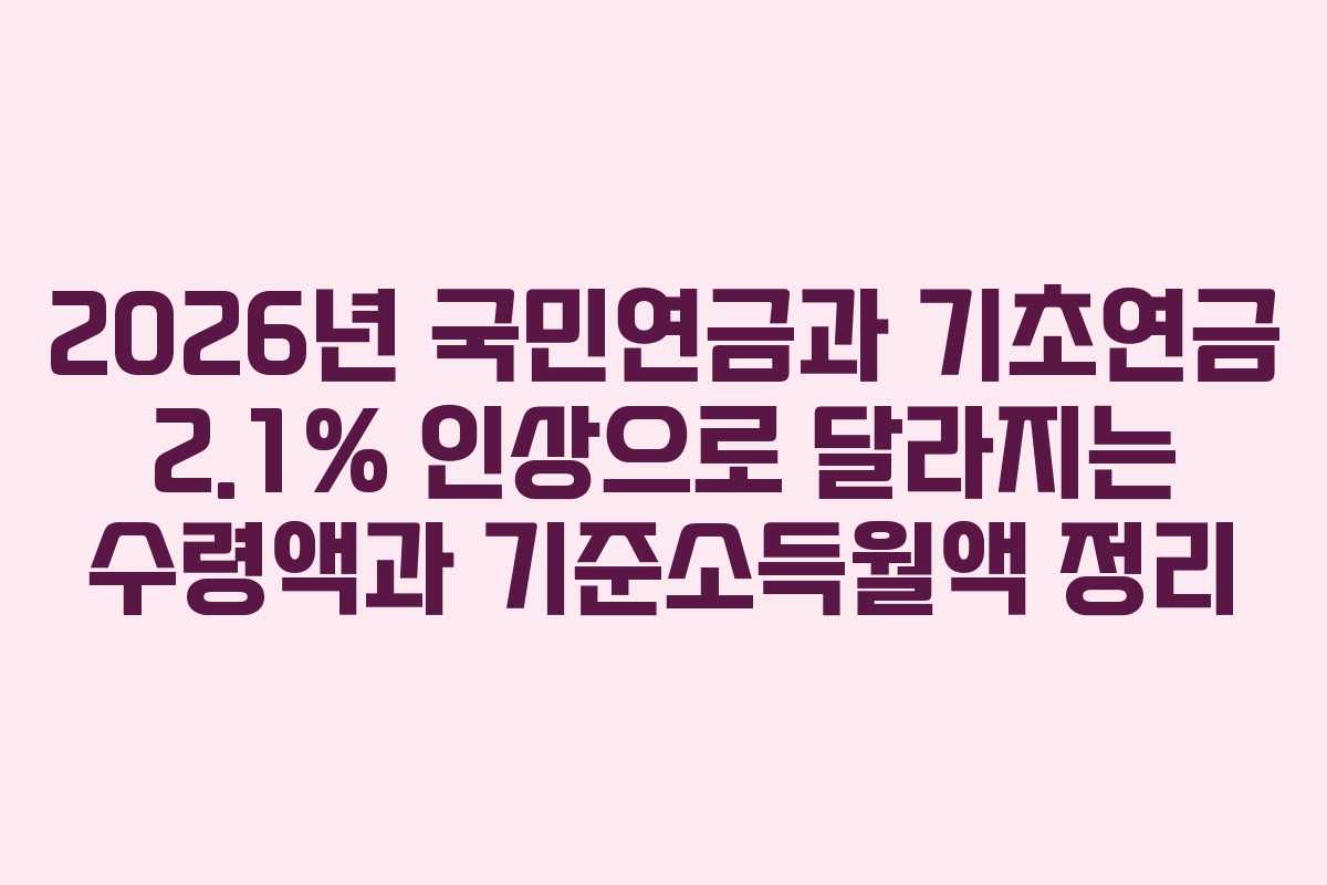 2026년 국민연금과 기초연금 2.1% 인상으로 달라지는 수령액과 기준소득월액 정리