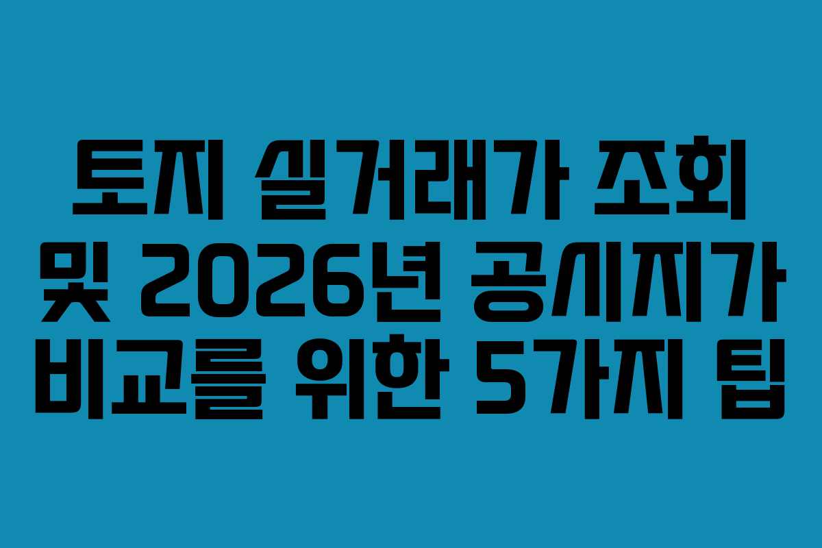 토지 실거래가 조회 및 2026년 공시지가 비교를 위한 5가지 팁