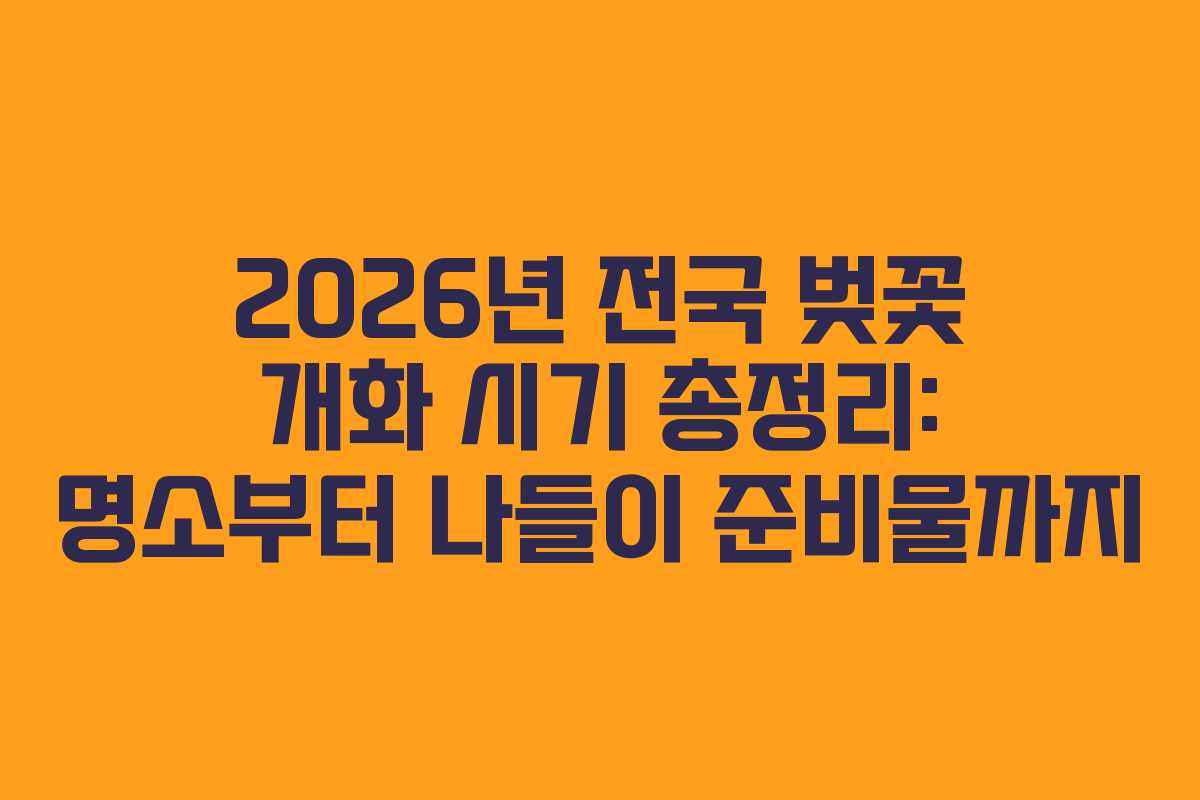 2026년 전국 벚꽃 개화 시기 총정리: 명소부터 나들이 준비물까지