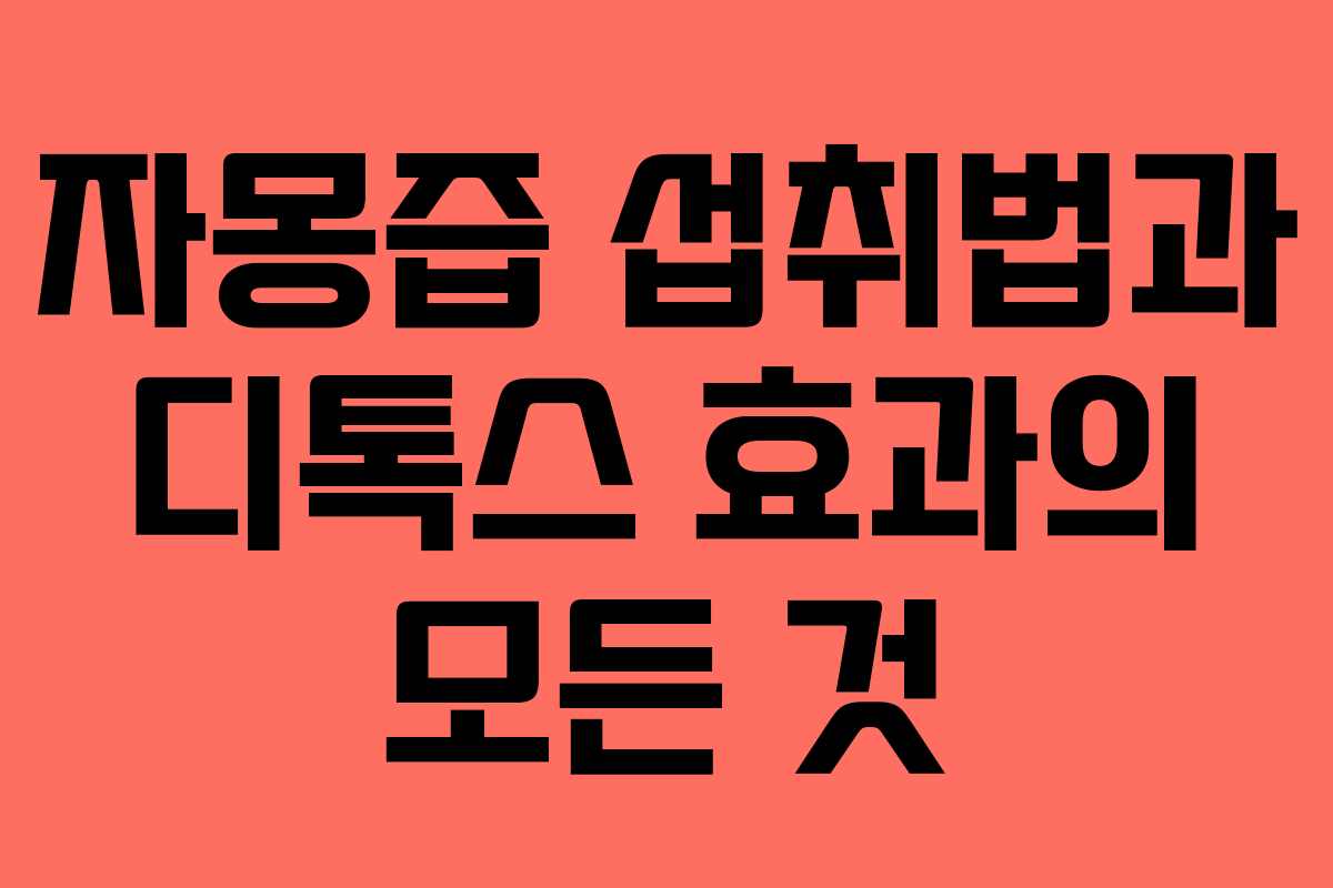자몽즙 섭취법과 디톡스 효과의 모든 것
