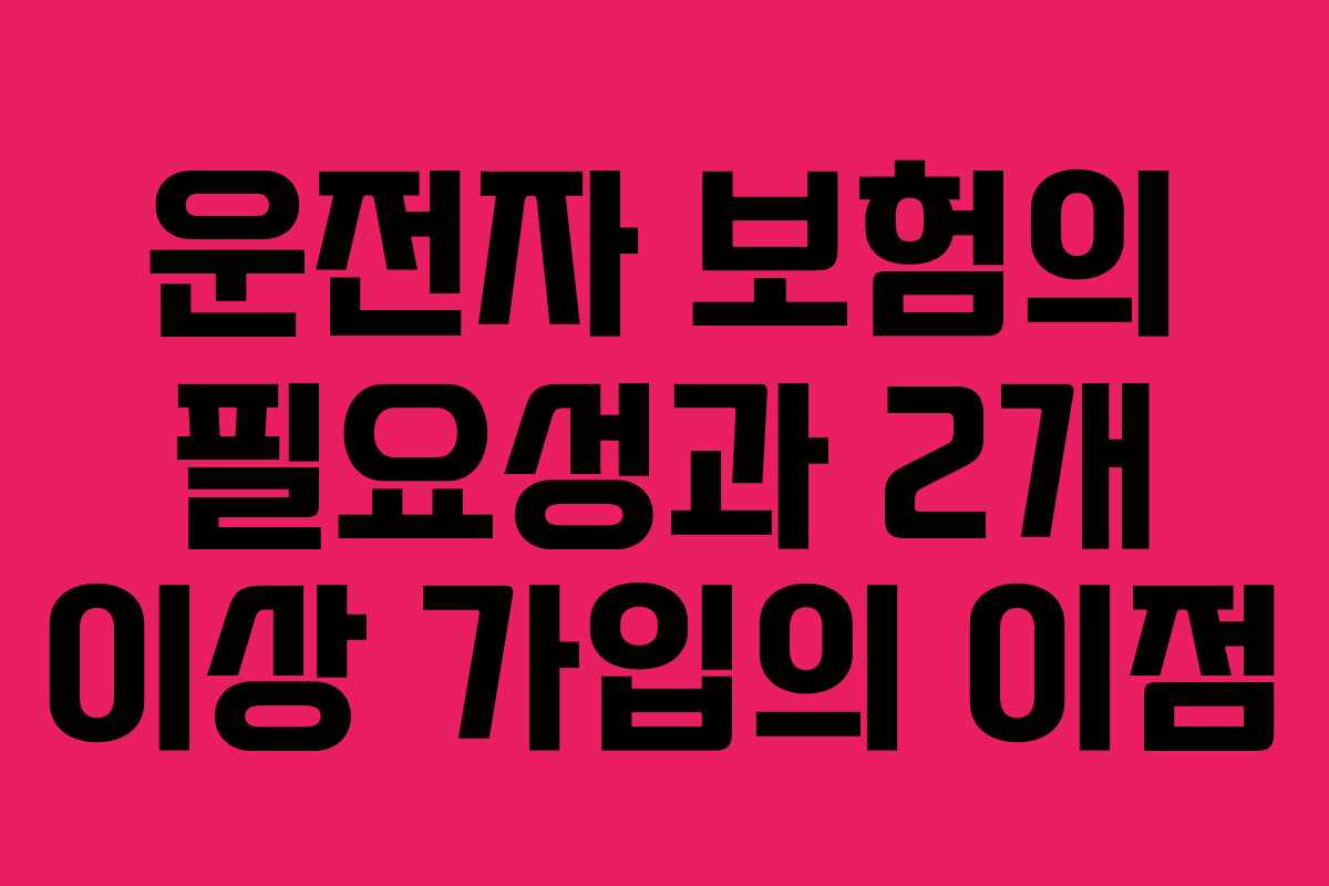 운전자 보험의 필요성과 2개 이상 가입의 이점
