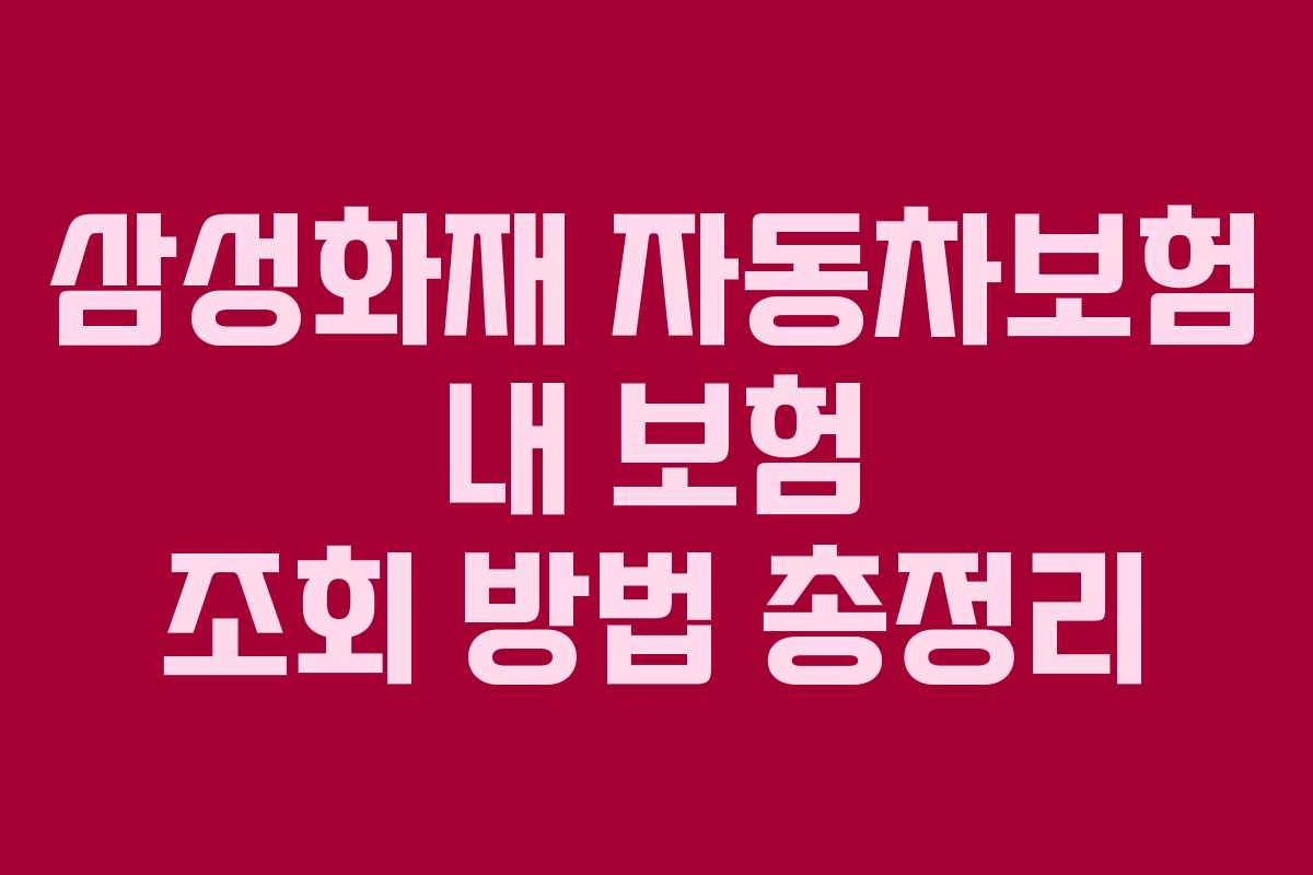 삼성화재 자동차보험 내 보험 조회 방법 총정리