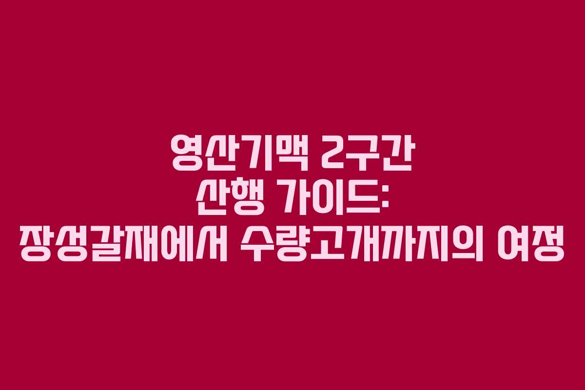 영산기맥 2구간 산행 가이드: 장성갈재에서 수량고개까지의 여정
