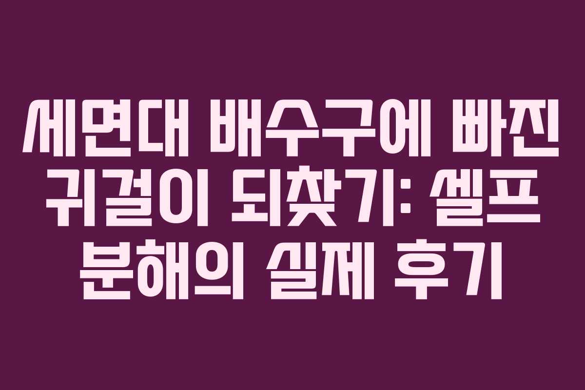 세면대 배수구에 빠진 귀걸이 되찾기: 셀프 분해의 실제 후기
