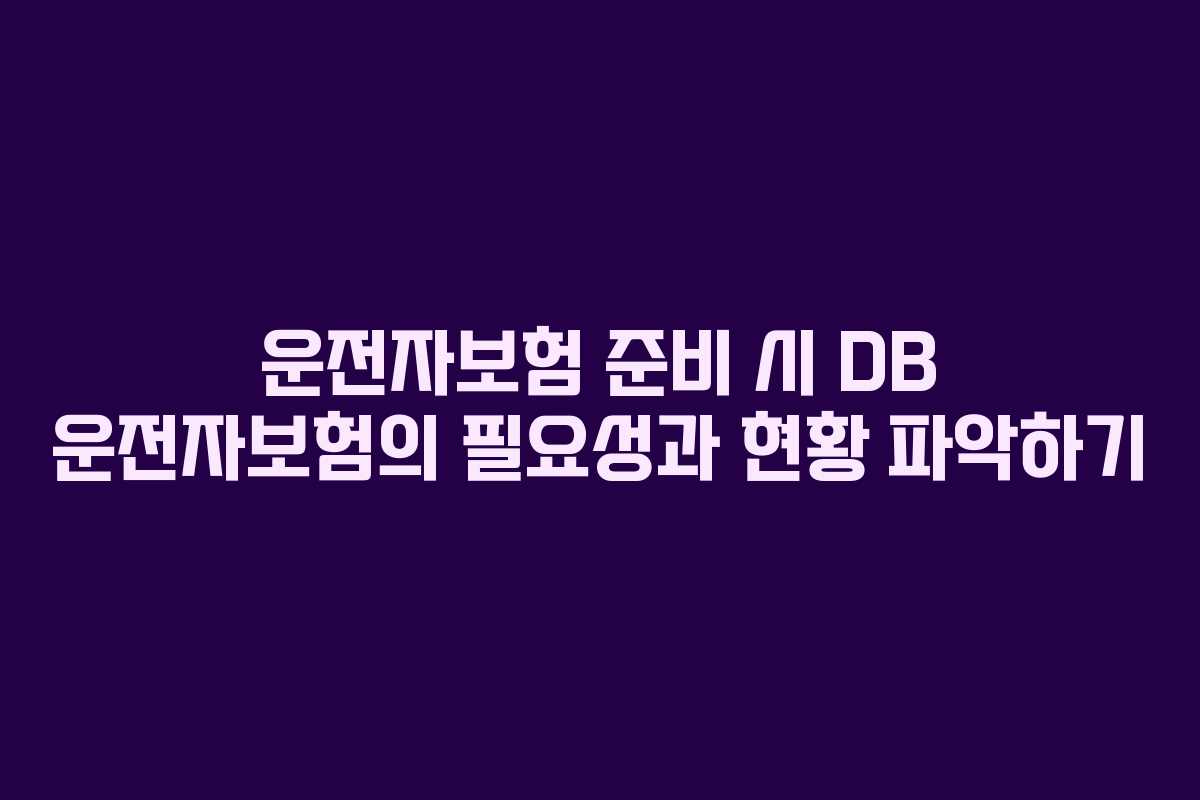 운전자보험 준비 시 DB 운전자보험의 필요성과 현황 파악하기