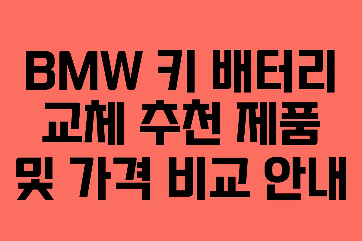 BMW 키 배터리 교체 추천 제품 및 가격 비교 안내