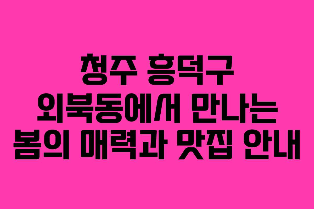 청주 흥덕구 외북동에서 만나는 봄의 매력과 맛집 안내