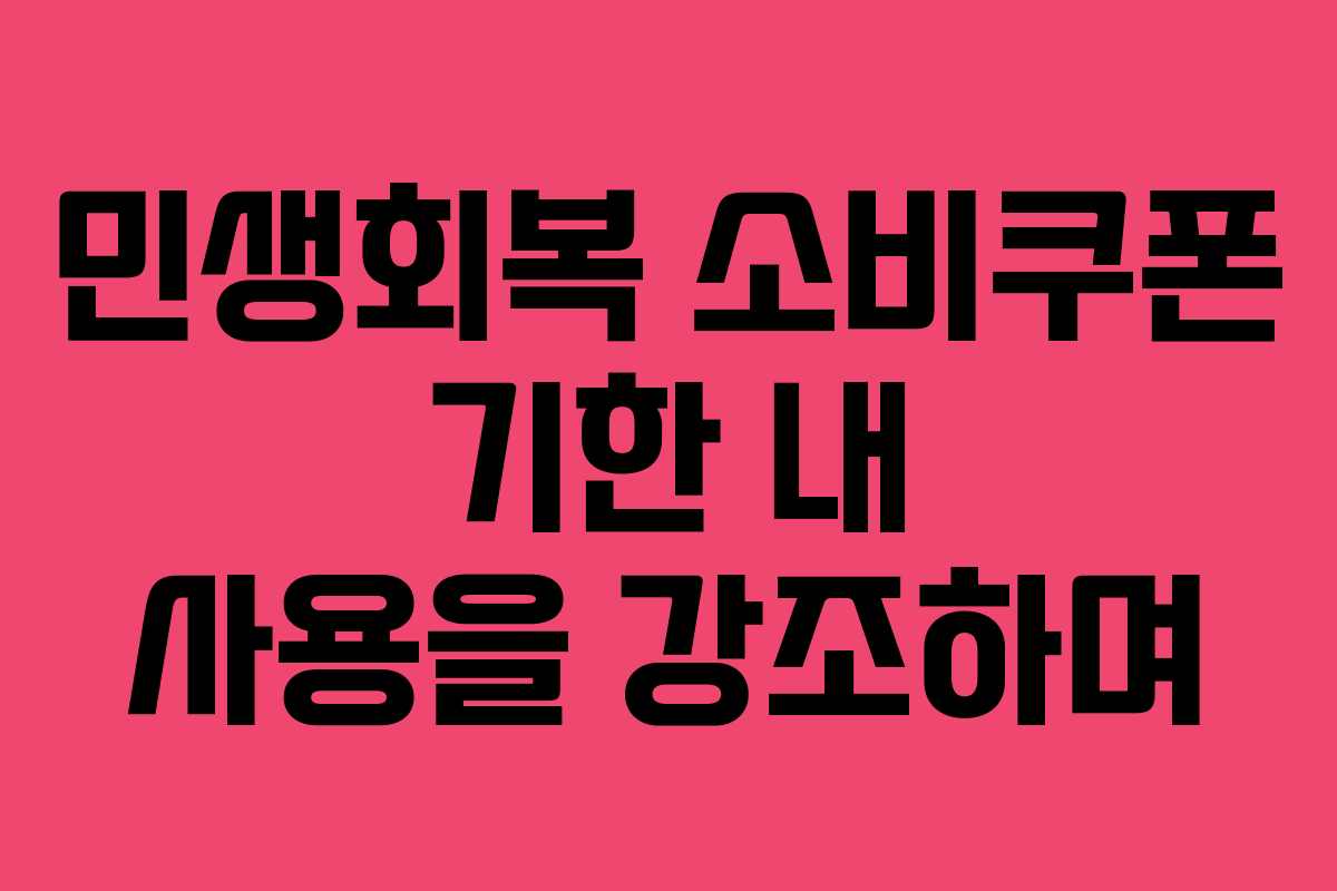 민생회복 소비쿠폰 기한 내 사용을 강조하며