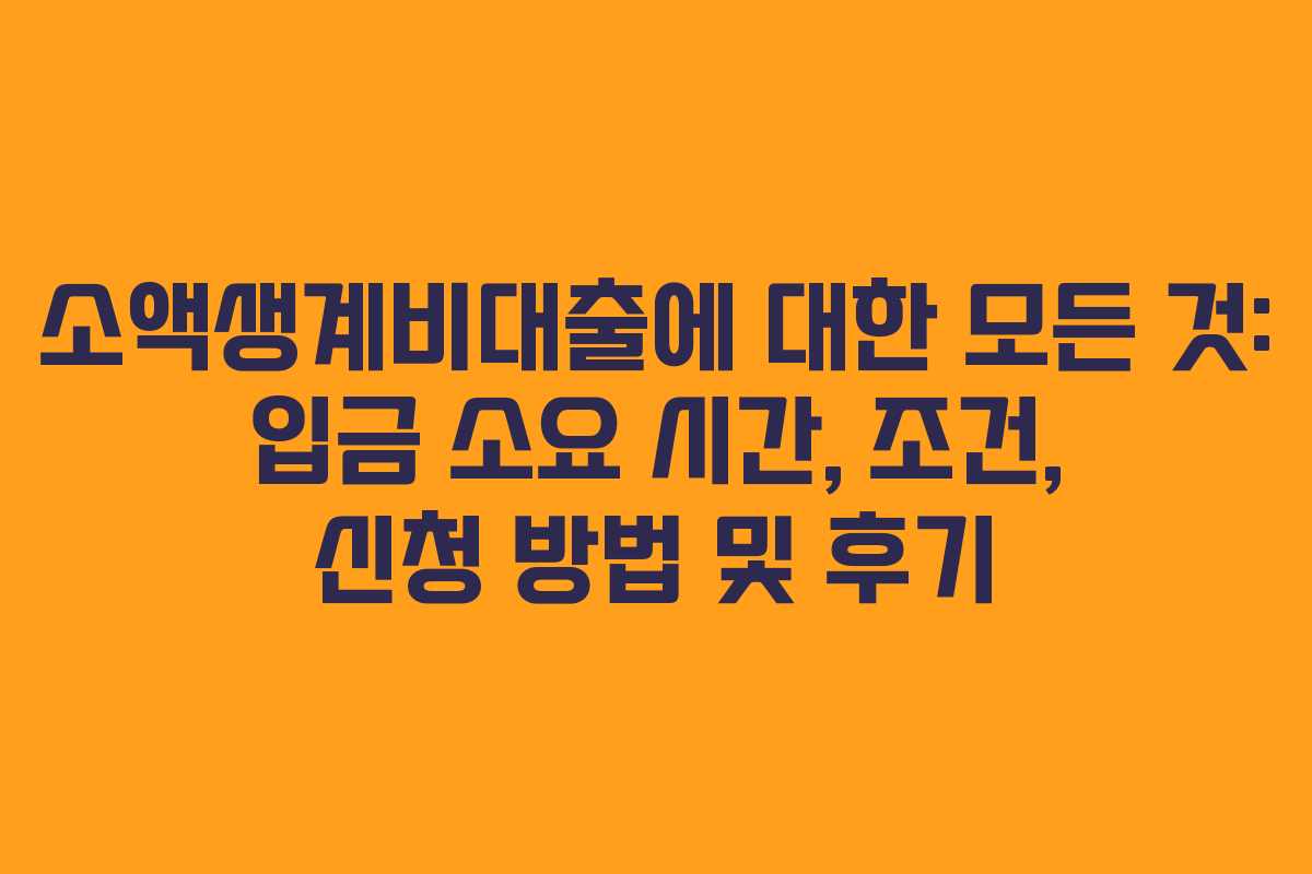 소액생계비대출에 대한 모든 것: 입금 소요 시간, 조건, 신청 방법 및 후기