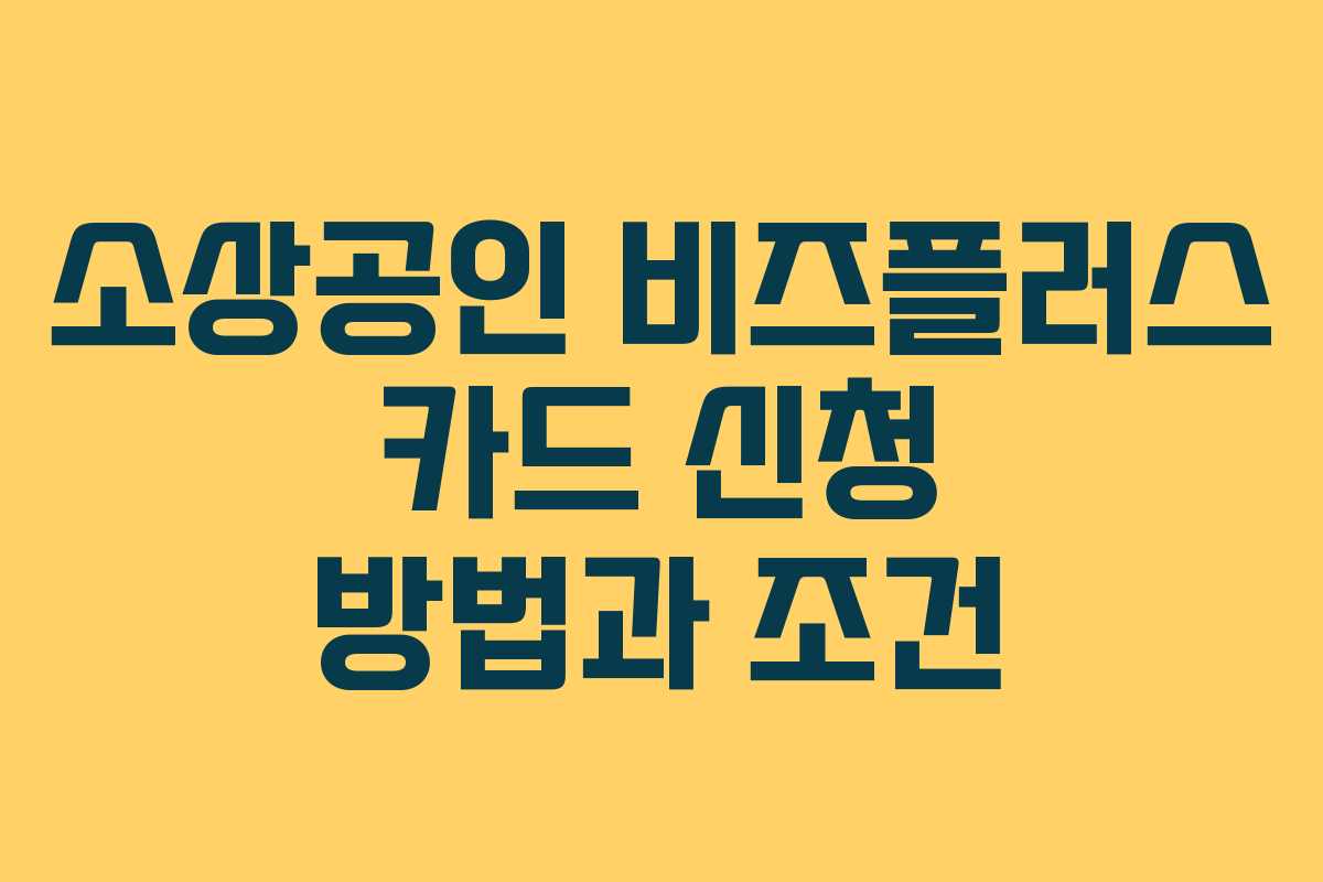 소상공인 비즈플러스 카드 신청 방법과 조건