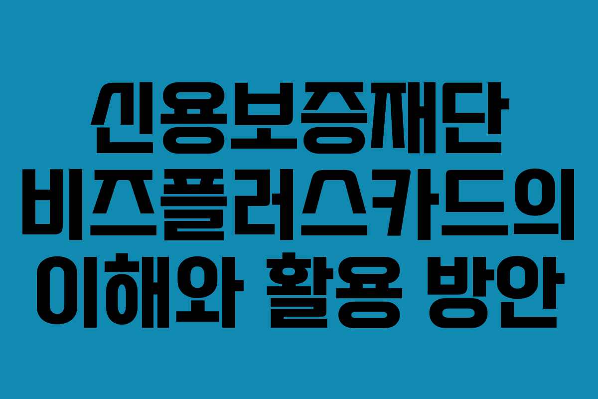 신용보증재단 비즈플러스카드의 이해와 활용 방안