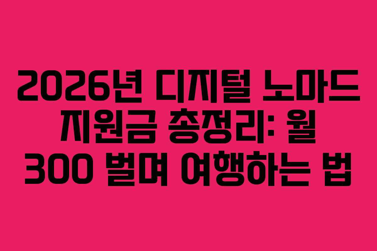 2026년 디지털 노마드 지원금 총정리: 월 300 벌며 여행하는 법