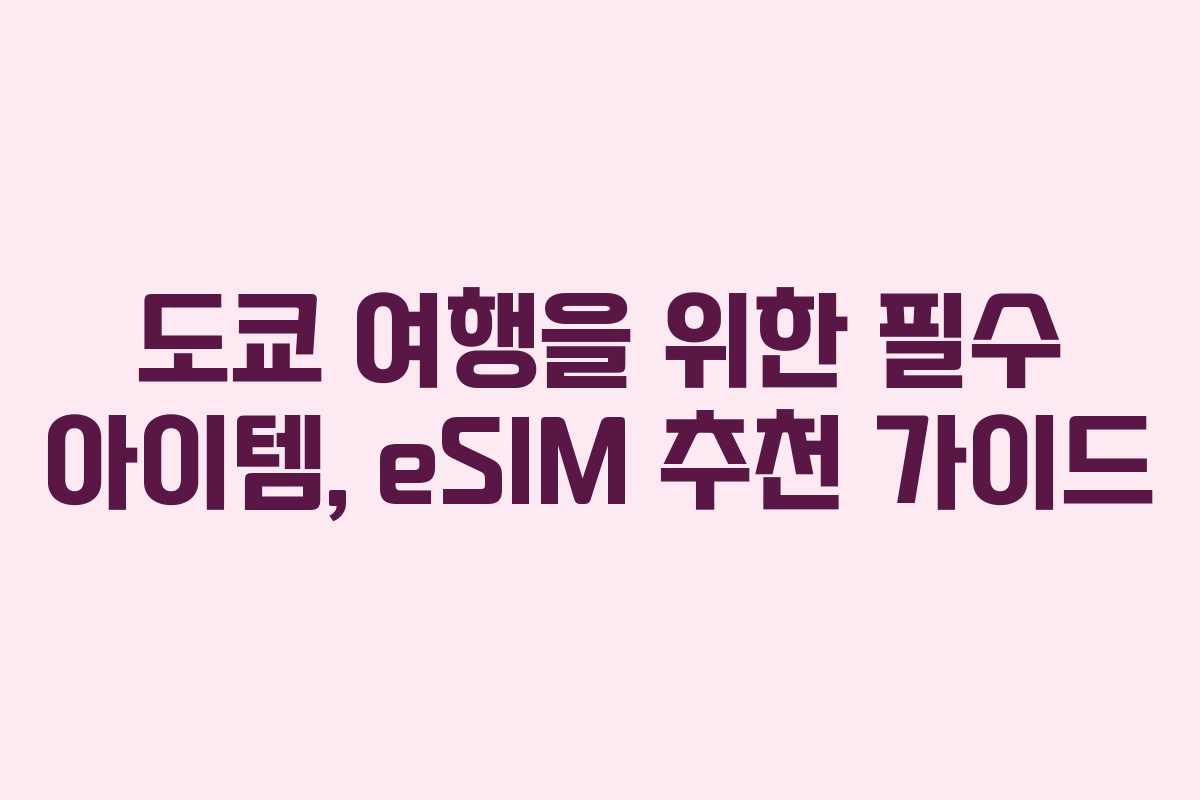 도쿄 여행을 위한 필수 아이템, eSIM 추천 가이드