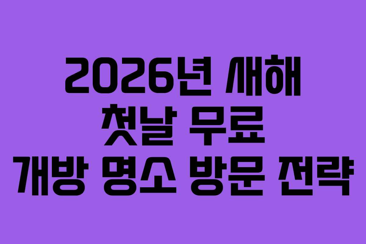 2026년 새해 첫날 무료 개방 명소 방문 전략