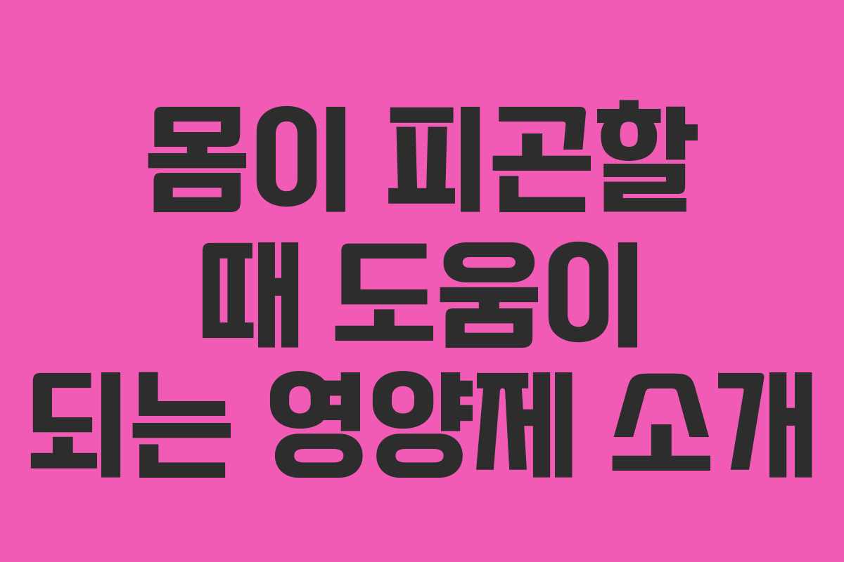 몸이 피곤할 때 도움이 되는 영양제 소개