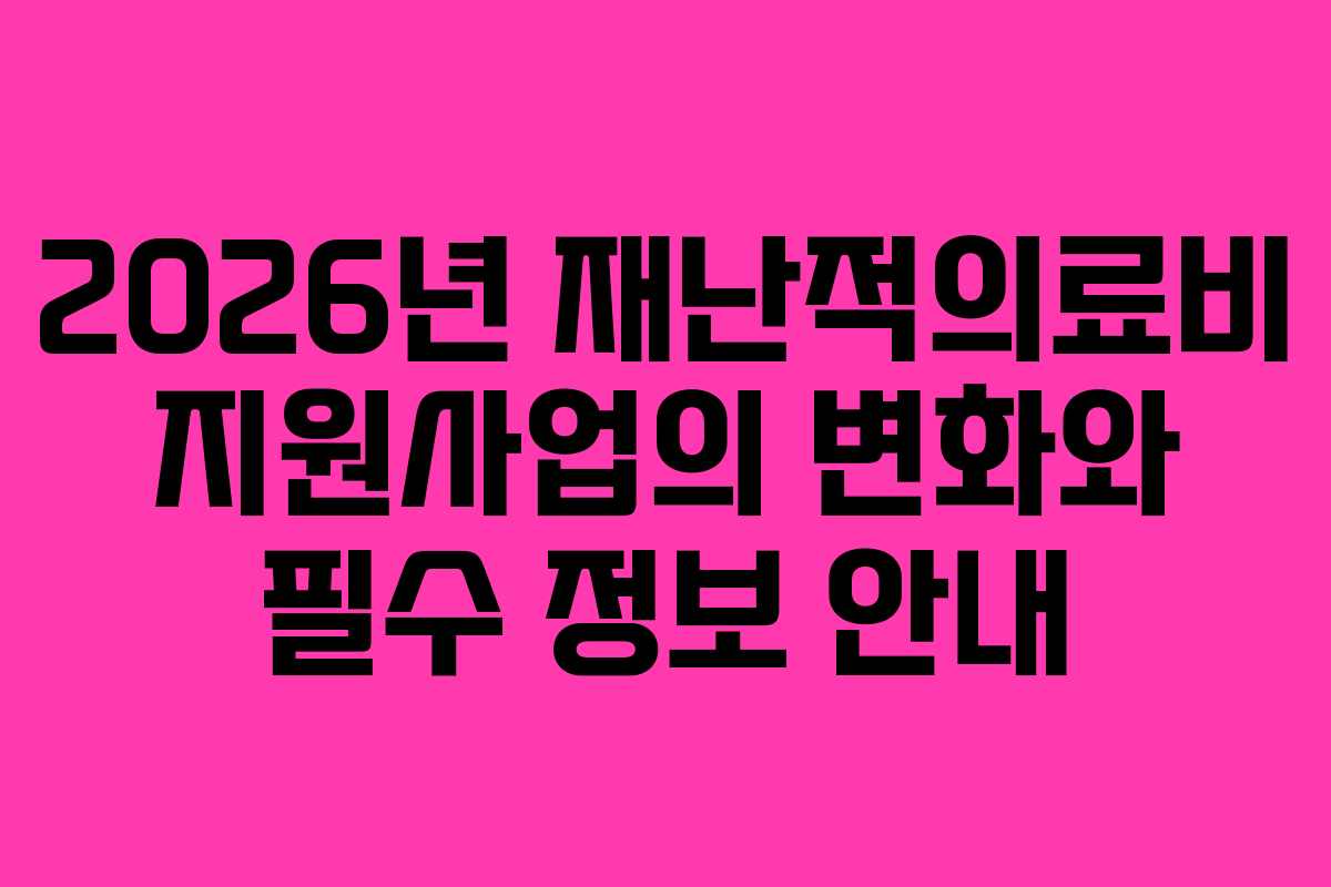 2026년 재난적의료비 지원사업의 변화와 필수 정보 안내