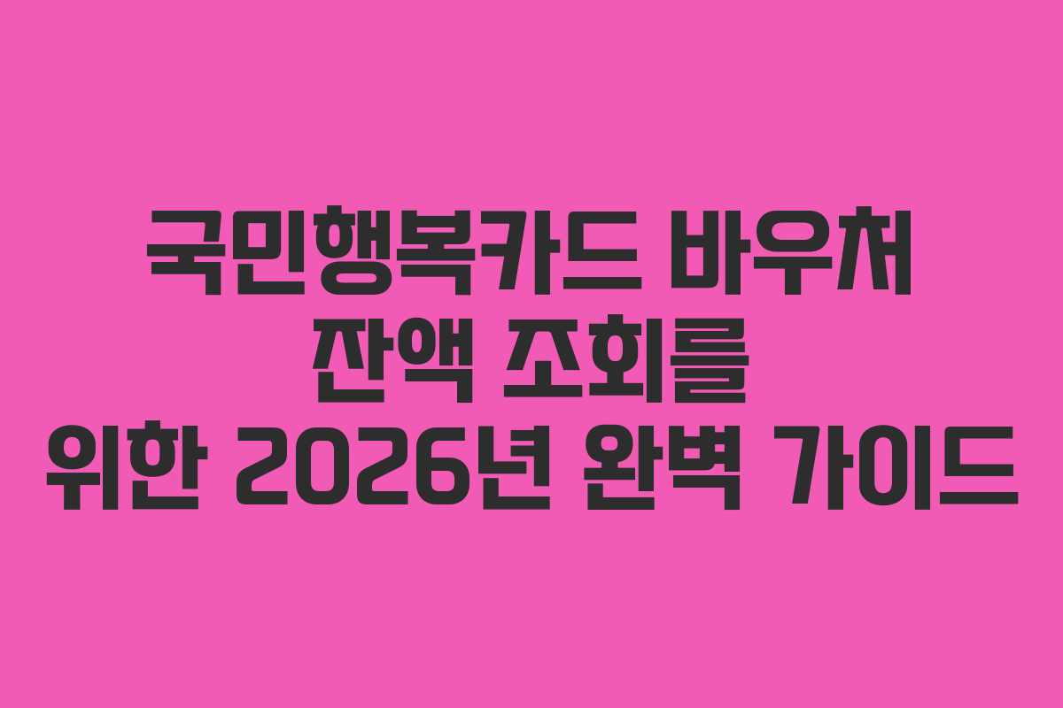 국민행복카드 바우처 잔액 조회를 위한 2026년 완벽 가이드