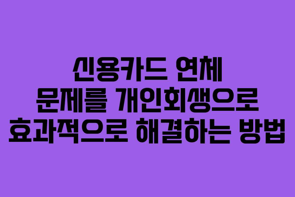 신용카드 연체 문제를 개인회생으로 효과적으로 해결하는 방법