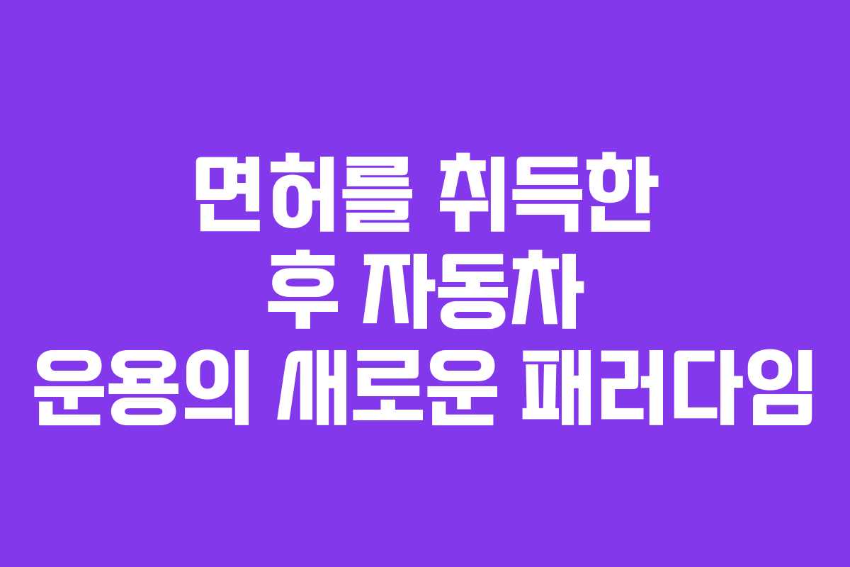 면허를 취득한 후 자동차 운용의 새로운 패러다임