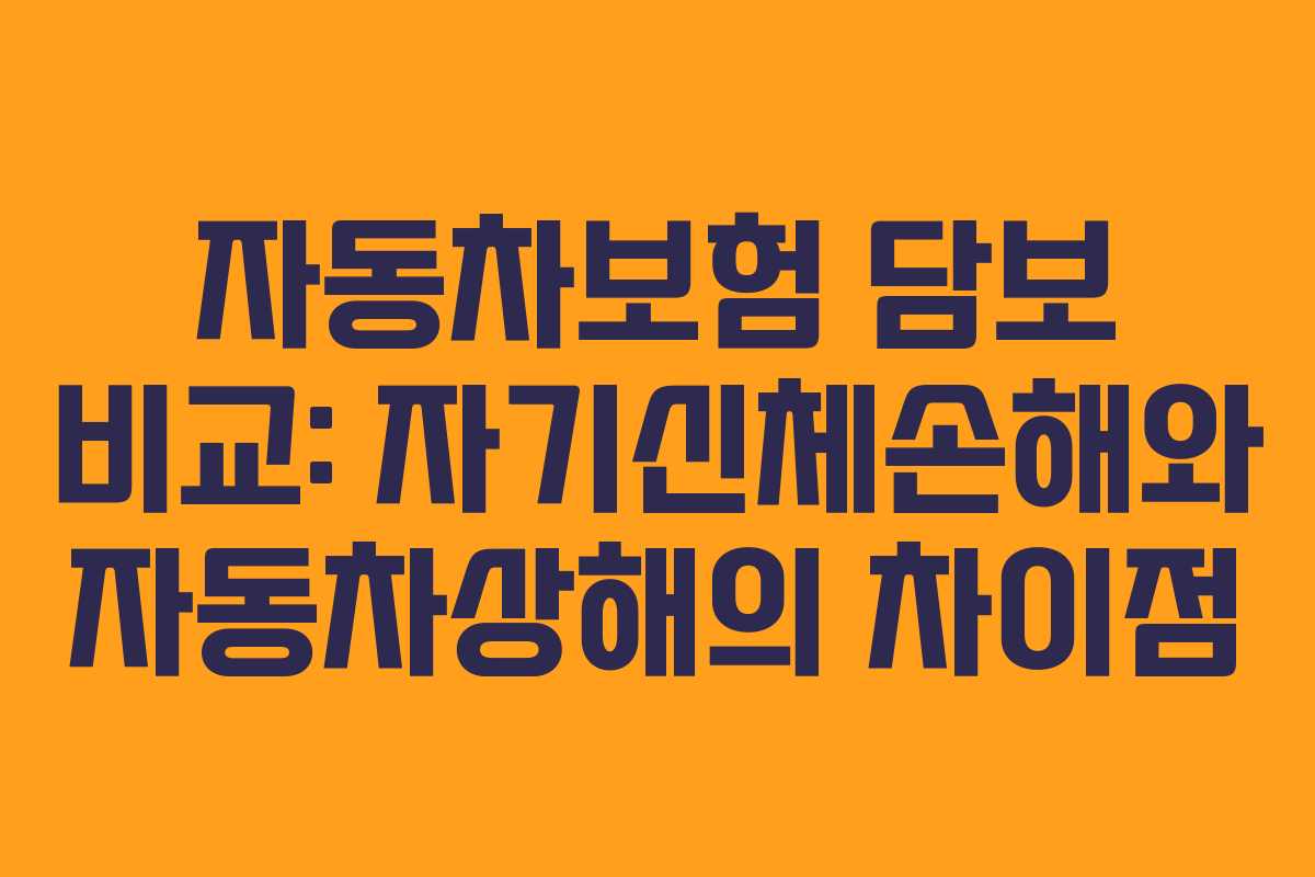 자동차보험 담보 비교: 자기신체손해와 자동차상해의 차이점