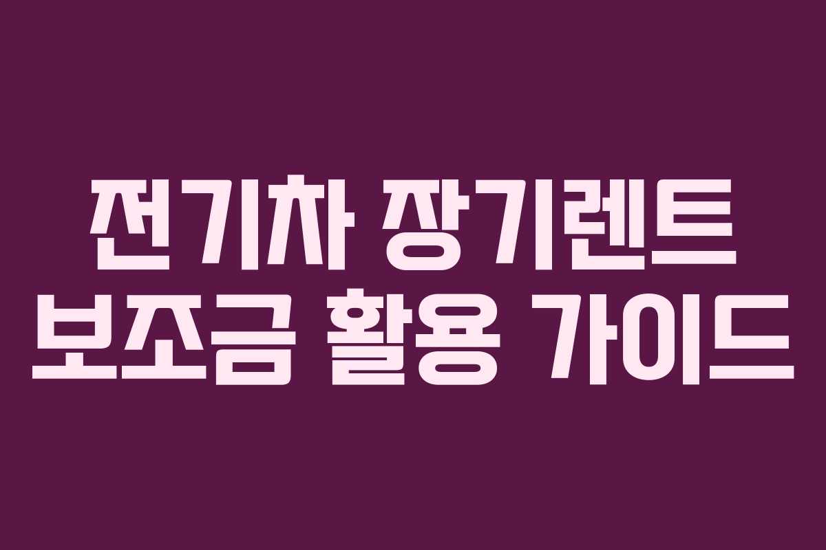 전기차 장기렌트 보조금 활용 가이드