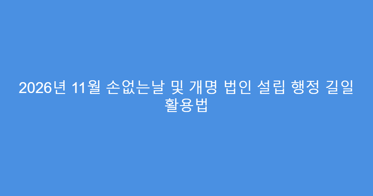 2026년 11월 손없는날 및 개명 법인 설립 행정 길일 활용법