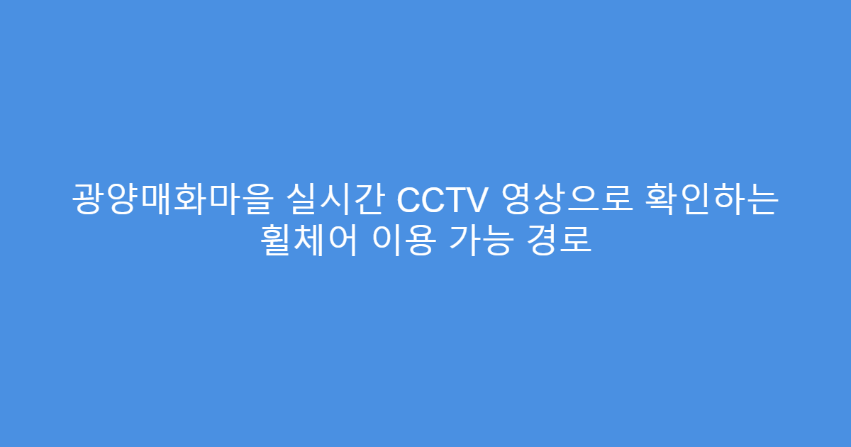 광양매화마을 실시간 CCTV 영상으로 확인하는 휠체어 이용 가능 경로