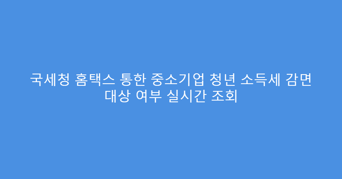 국세청 홈택스 통한 중소기업 청년 소득세 감면 대상 여부 실시간 조회