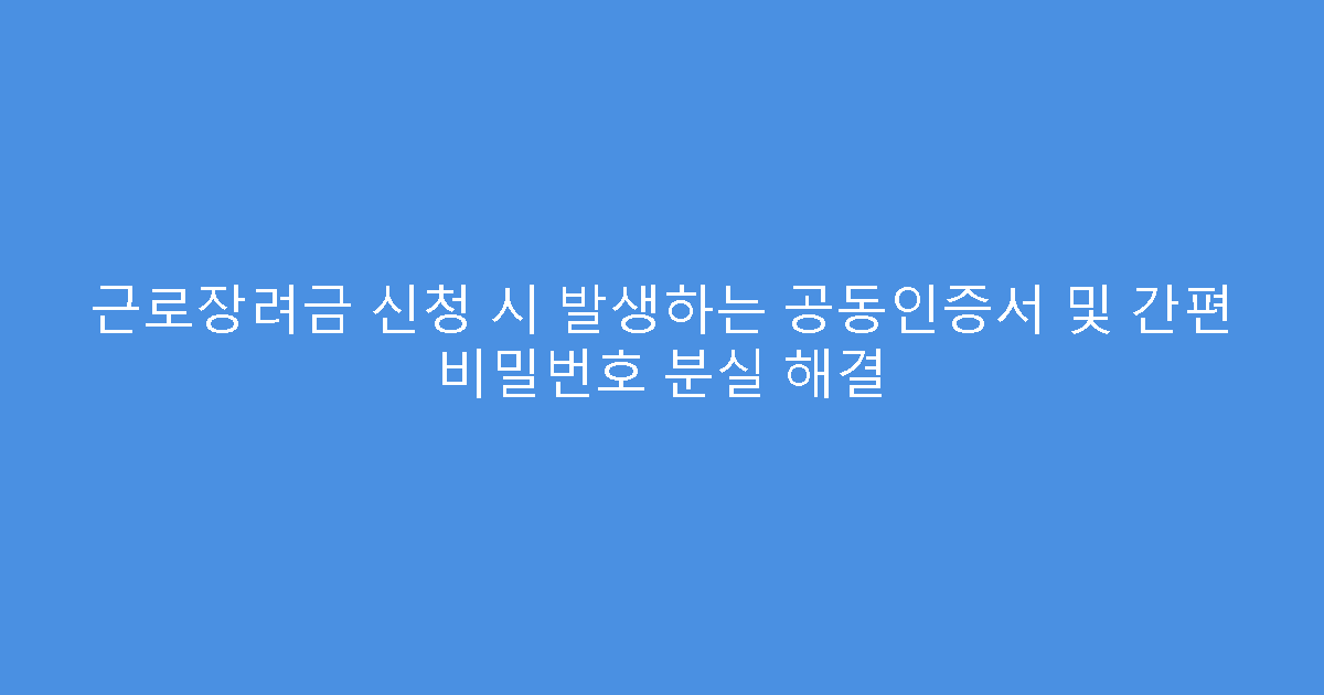 근로장려금 신청 시 발생하는 공동인증서 및 간편 비밀번호 분실 해결