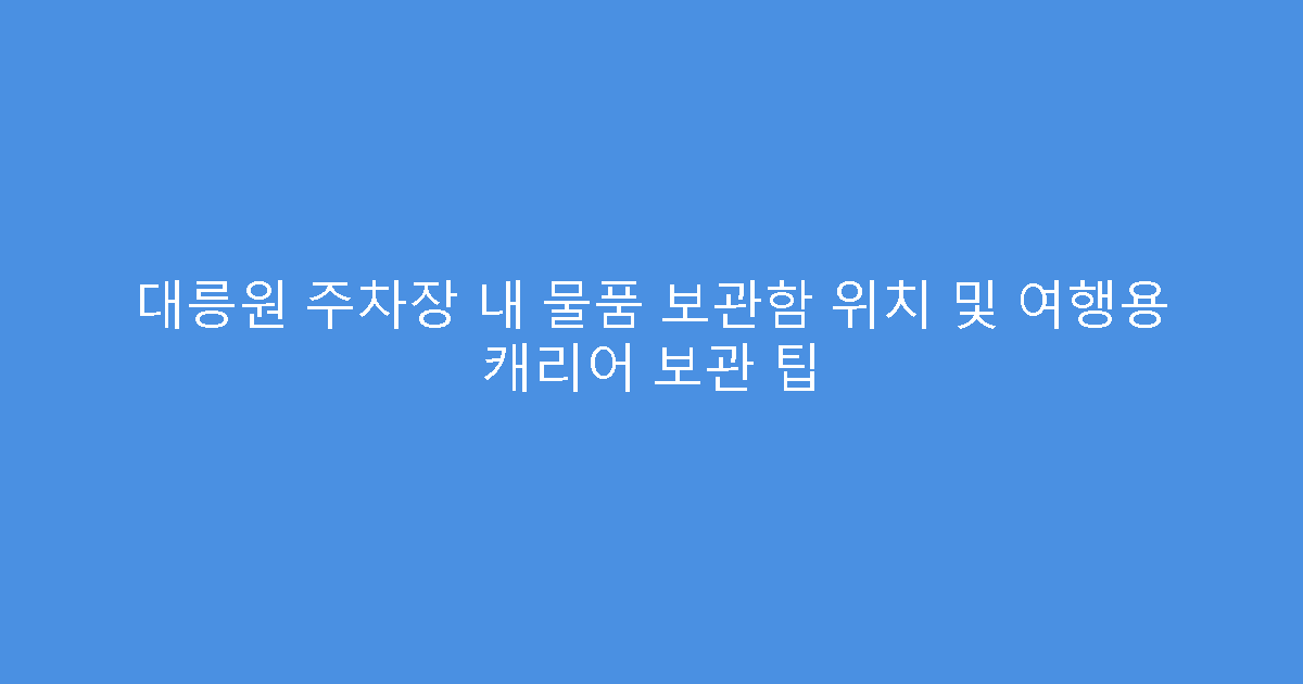 대릉원 주차장 내 물품 보관함 위치 및 여행용 캐리어 보관 팁