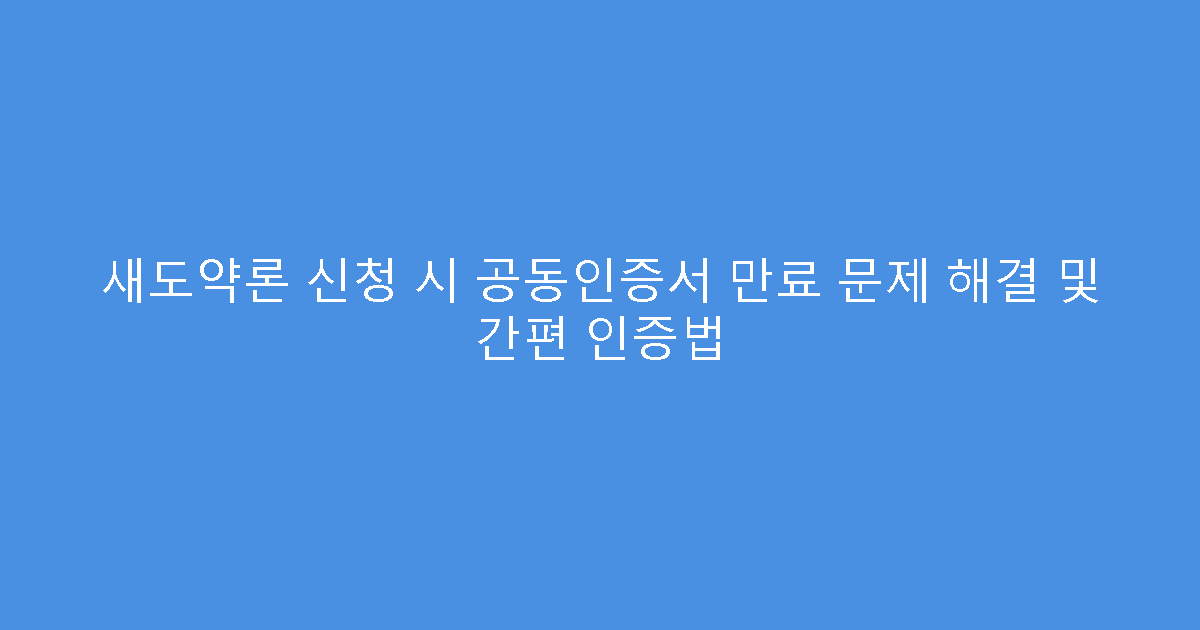 새도약론 신청 시 공동인증서 만료 문제 해결 및 간편 인증법