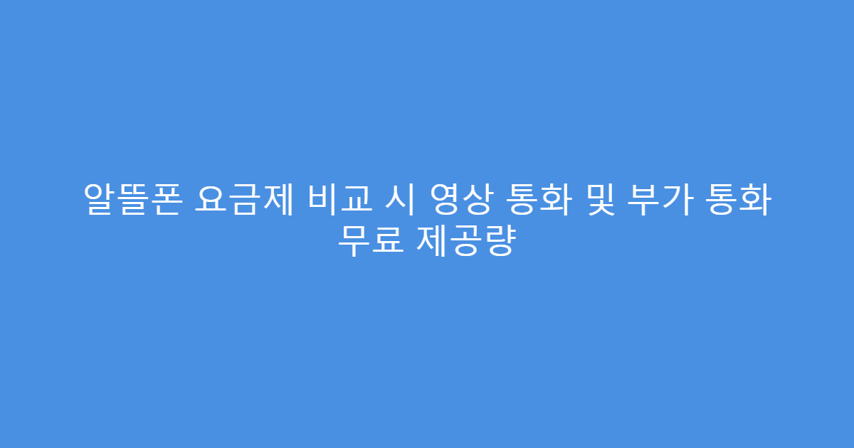 알뜰폰 요금제 비교 시 영상 통화 및 부가 통화 무료 제공량