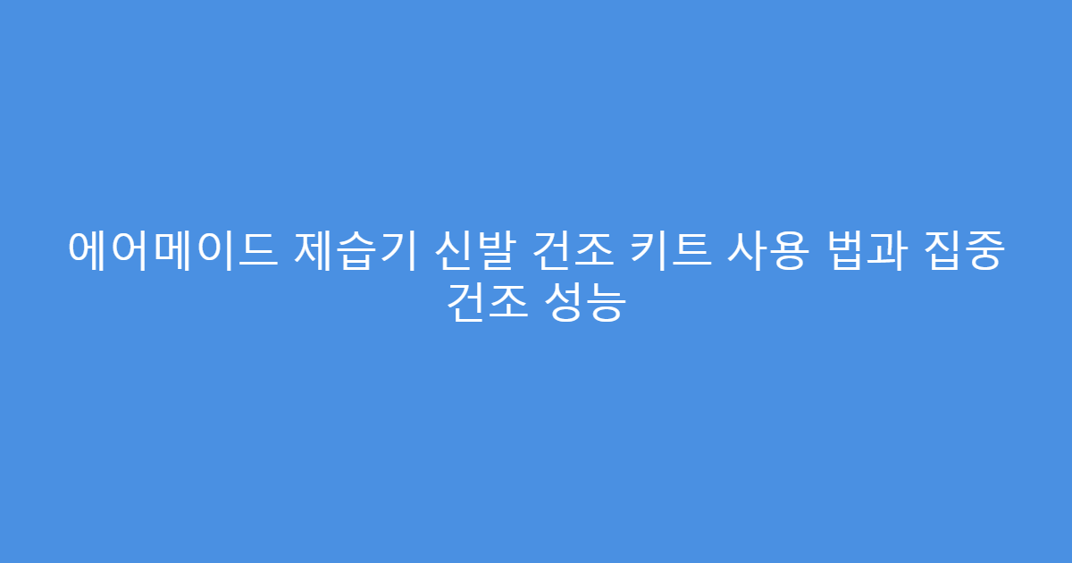 에어메이드 제습기 신발 건조 키트 사용 법과 집중 건조 성능