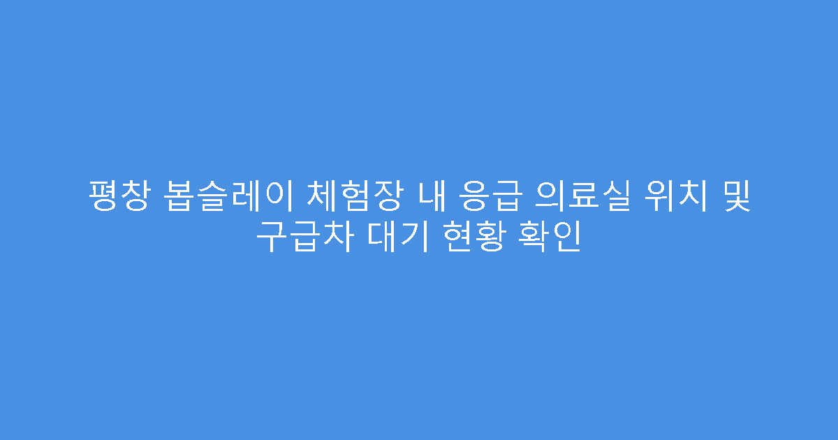 평창 봅슬레이 체험장 내 응급 의료실 위치 및 구급차 대기 현황 확인