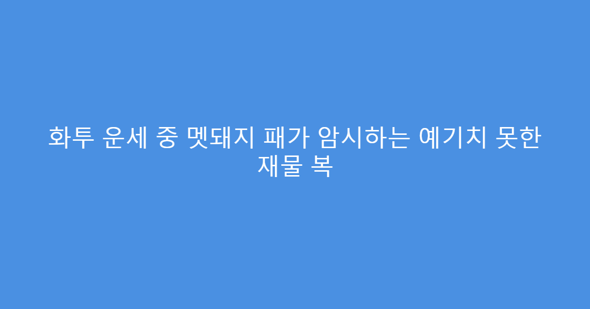 화투 운세 중 멧돼지 패가 암시하는 예기치 못한 재물 복
