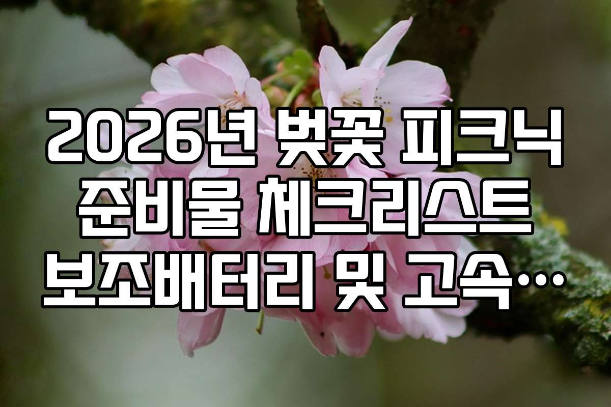 2026년 벚꽃 피크닉 준비물 체크리스트 보조배터리 및 고속 충전 케이블